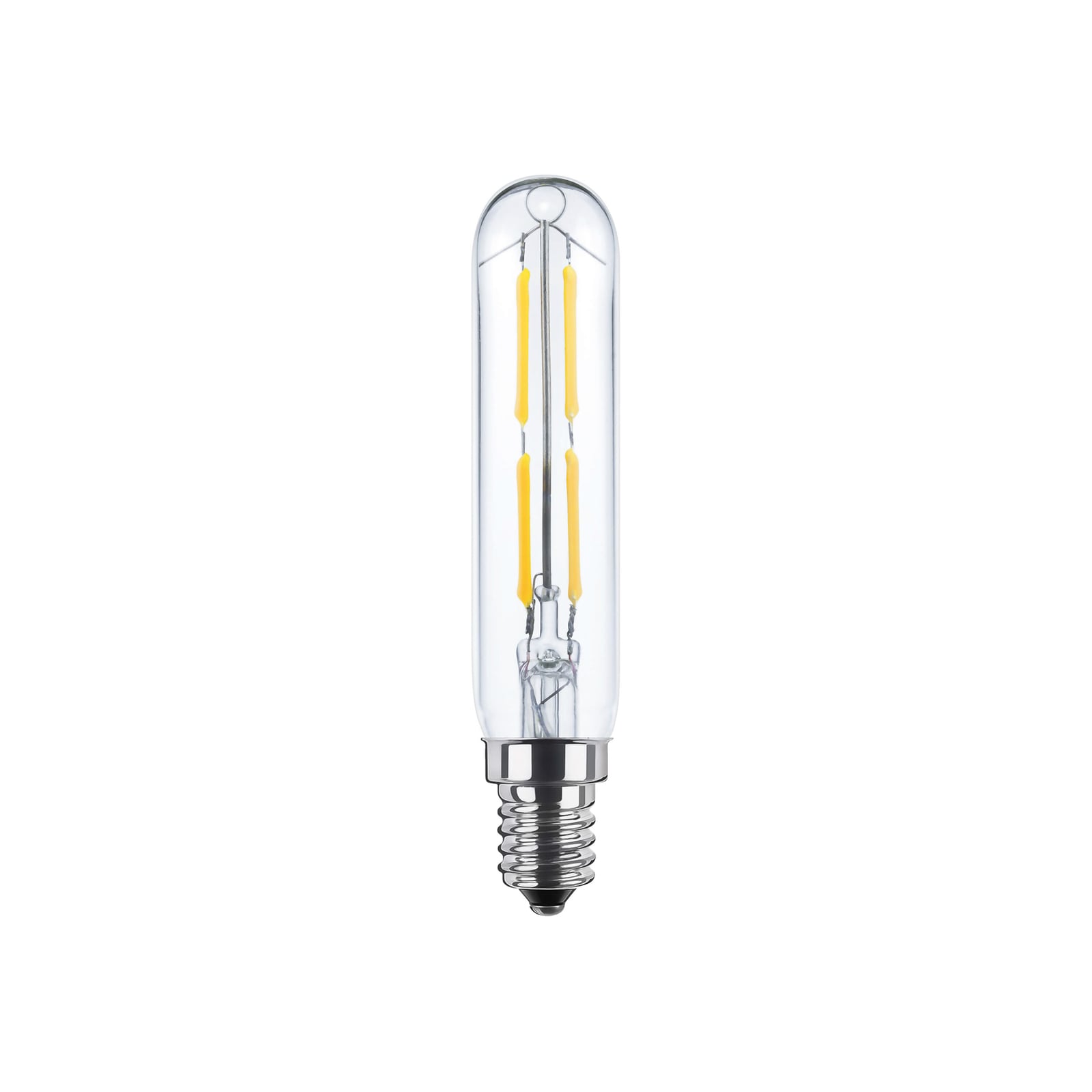 LED filamentpære E14 3W rørform 24V DC klar dimbar SEGULA forfra