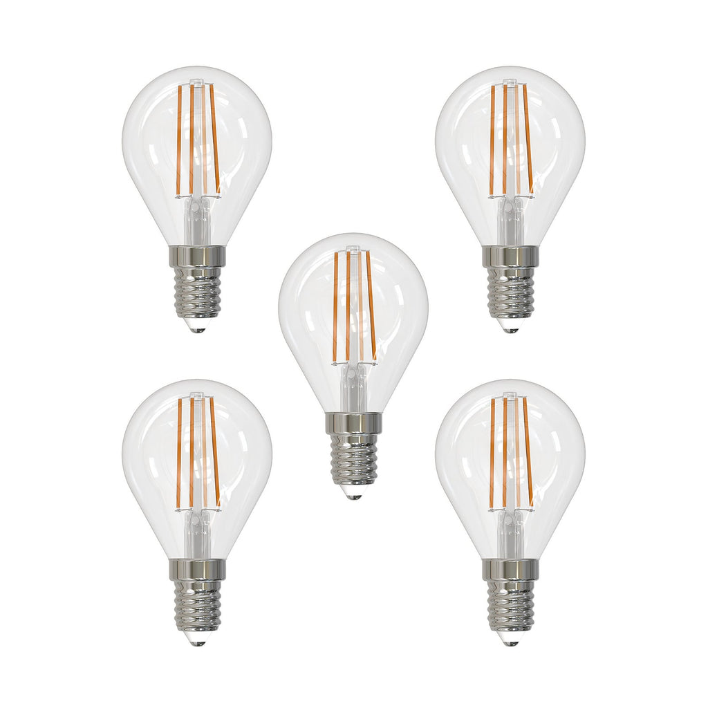LED filamentpære E14 4W 2700K dråpeformet dimbar 5-pk forfra