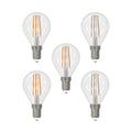 LED filamentpære E14 4W 2700K dråpeformet dimbar 5-pk forfra