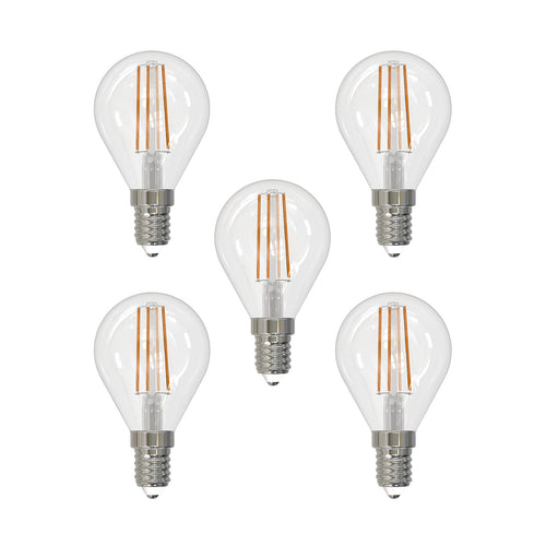 LED filamentpære E14 4W 2700K dråpeformet dimbar 5-pk forfra