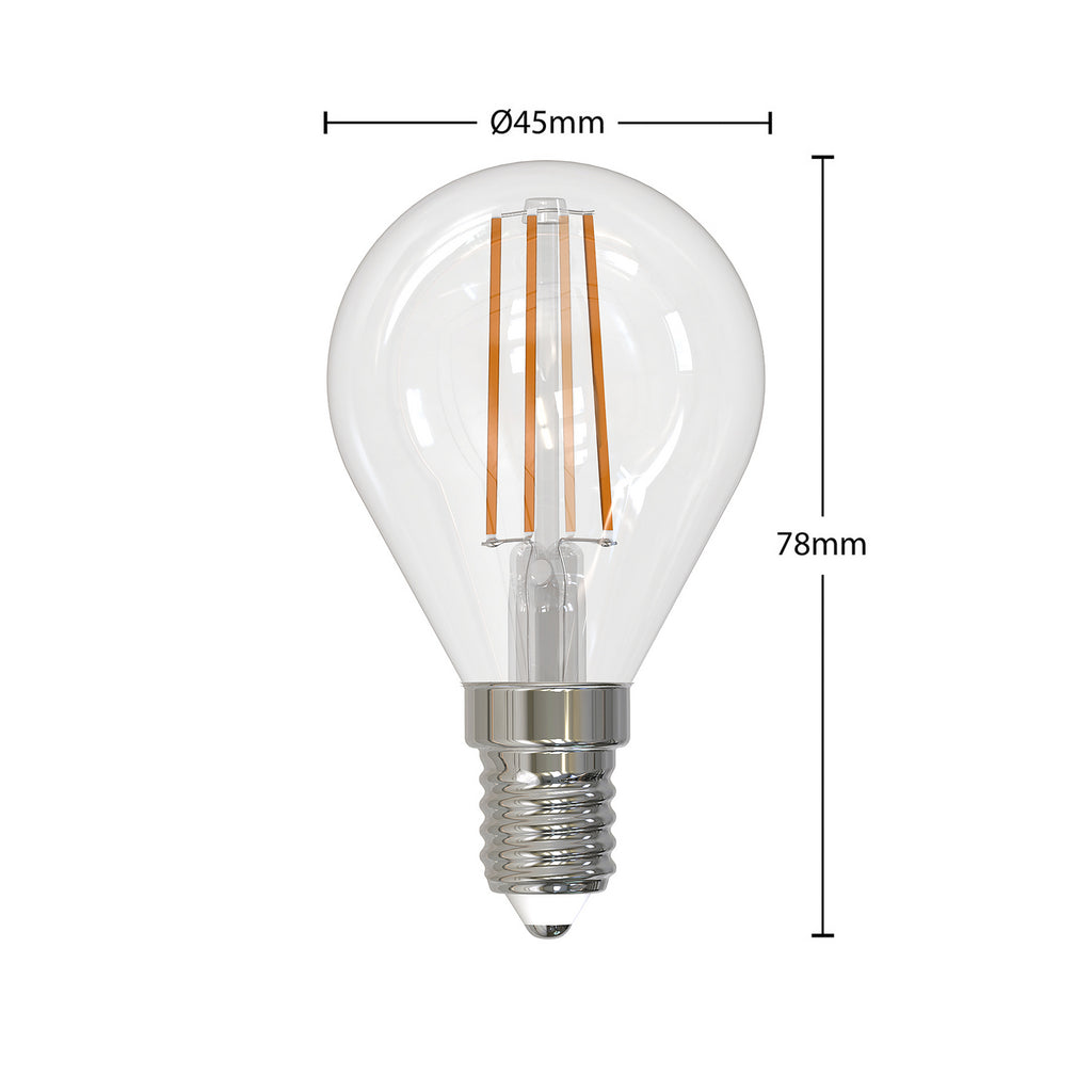 LED filamentpære E14 4W 2700K dråpeformet dimbar 5-pk nærbilde av filament