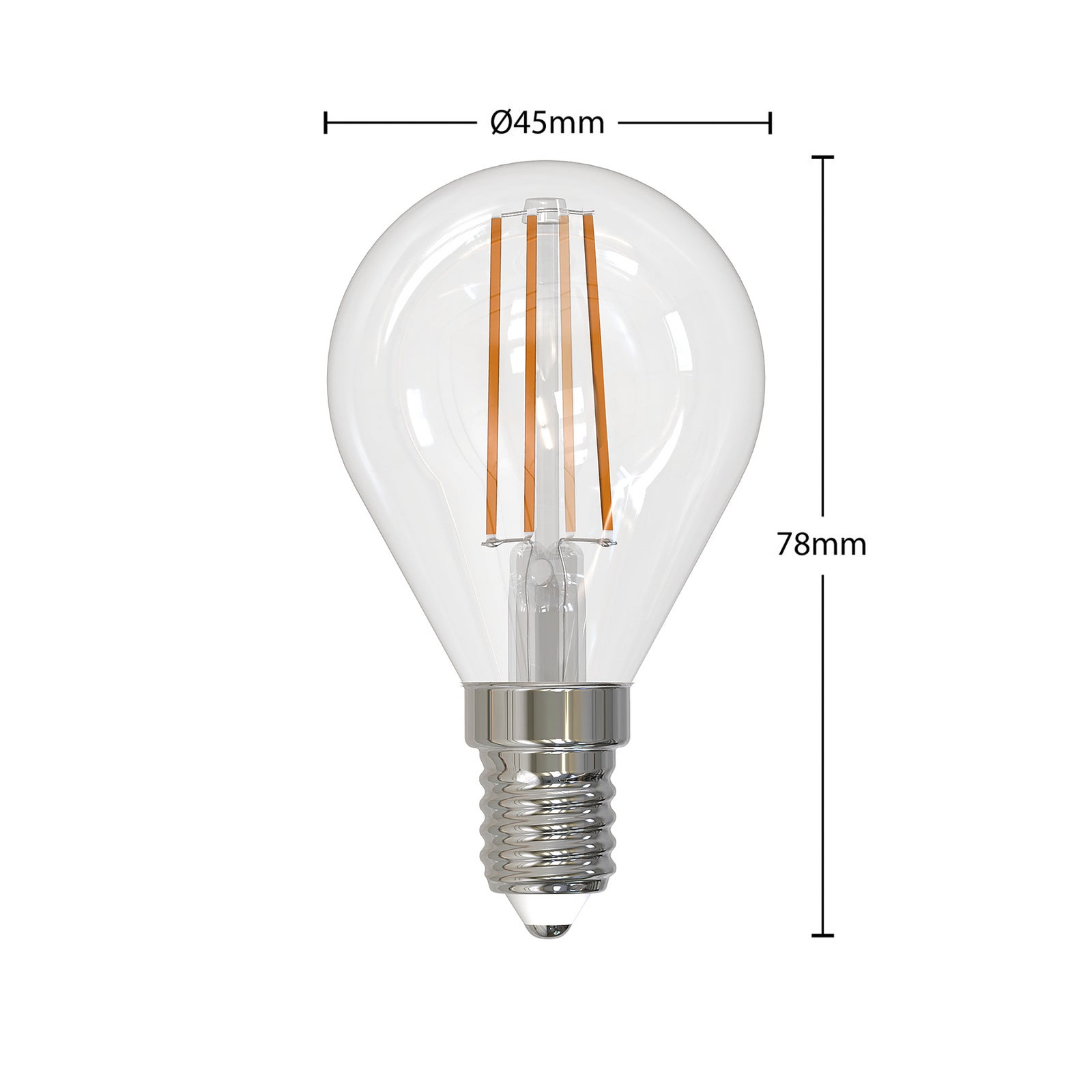 LED filamentpære E14 4W 2700K dråpeformet dimbar 5-pk nærbilde av filament