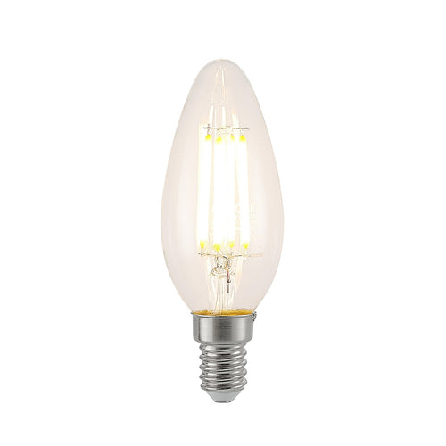 LED filamentpære E14 4W kronelysform 2700K dimbar klar Arcchio forfra