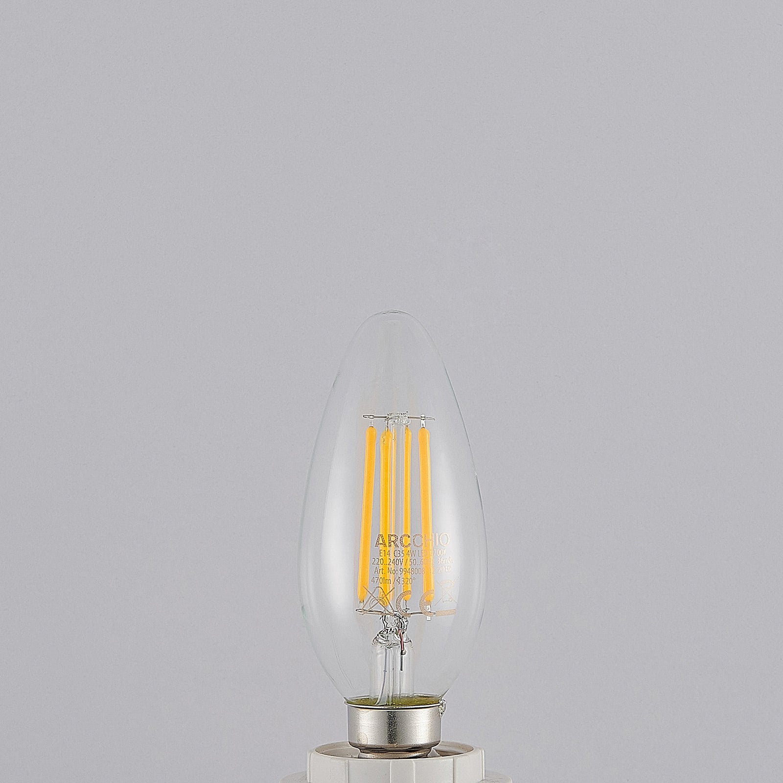 LED filamentpære E14 4W kronelysform 2700K dimbar klar - Arcchio