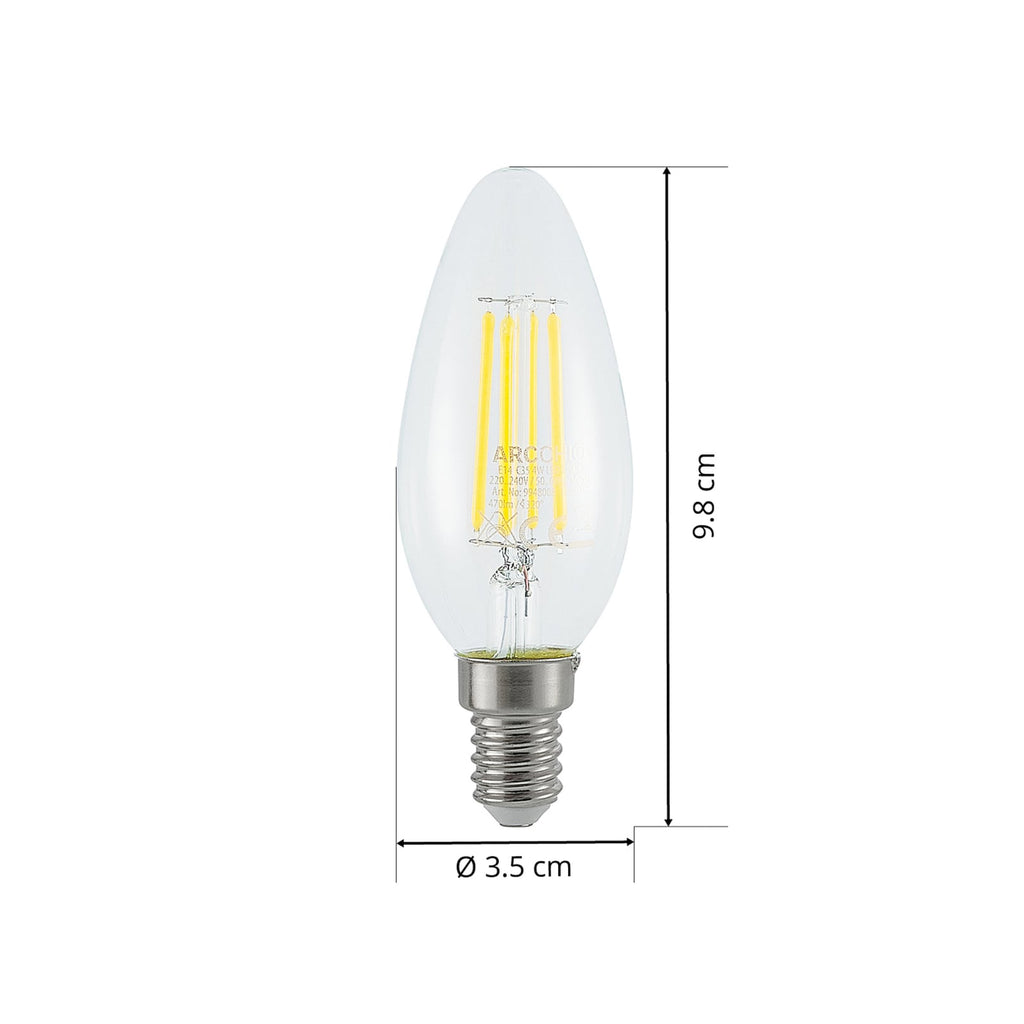 LED filamentpære E14 4W kronelysform 2700K dimbar klar - Arcchio