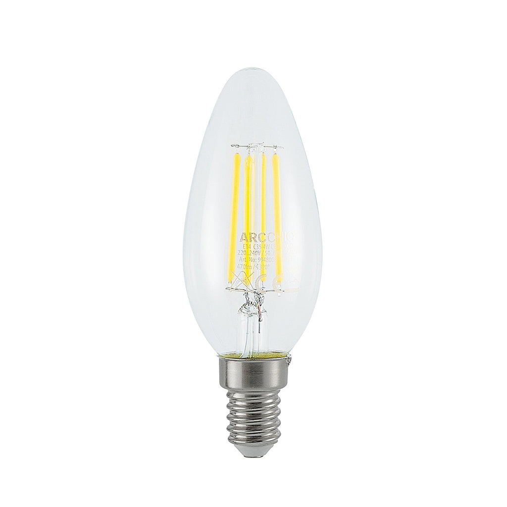 LED filamentpære E14 4W kronelysform 2700K dimbar klar - Arcchio