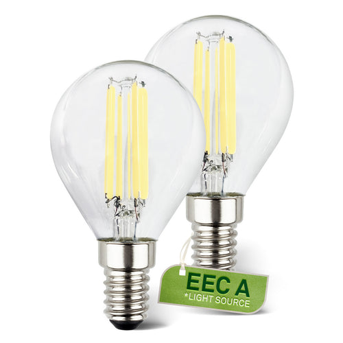 LED filamentpære E14 dråpeform 4W 3000K klar 840lm 2-pk bakside