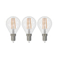LED filamentpære E14 dråpeform 4W 2700K dimbar klar 3-pk forfra