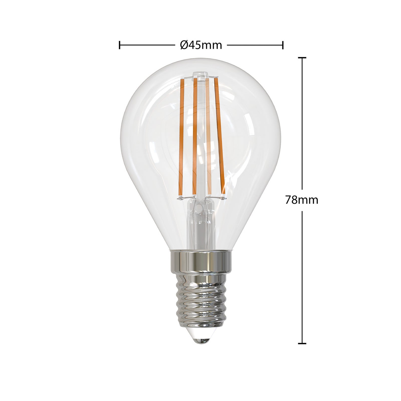 LED filamentpære E14 dråpeform 4W 2700K dimbar klar 3-pk detalj nærbilde