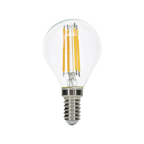 LED filamentpære E14 G45 klar 6W 2700K 720lm dimbar - ORION forfra