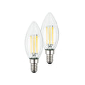 LED filamentpære E14 kronelysform 2,5W 3000K klar 2-pk - Briloner forfra