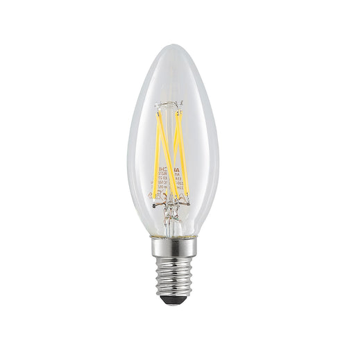 LED filamentpære E14 kronelysform 4W 2700K dimbar klar Arcchio forfra