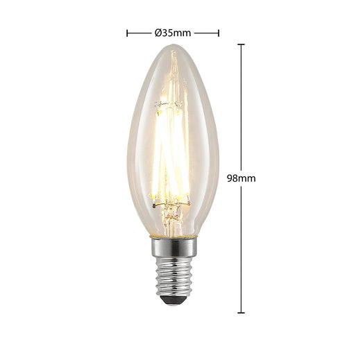 LED filamentpære E14 kronelysform 4W 2700K dimbar klar Arcchio bakside