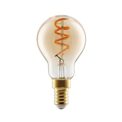 LED filamentpære E14 P45 4W 2000K amber dimbar forfra