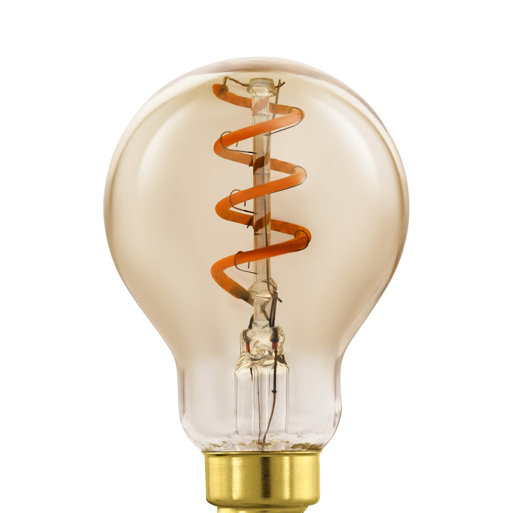 Nærbilde av LED filamentpære E14 P45 4W 2000K amber dimbar