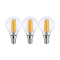 LED filamentpære E14 P45 4W 2700K dimbar klar 3-pk forfra