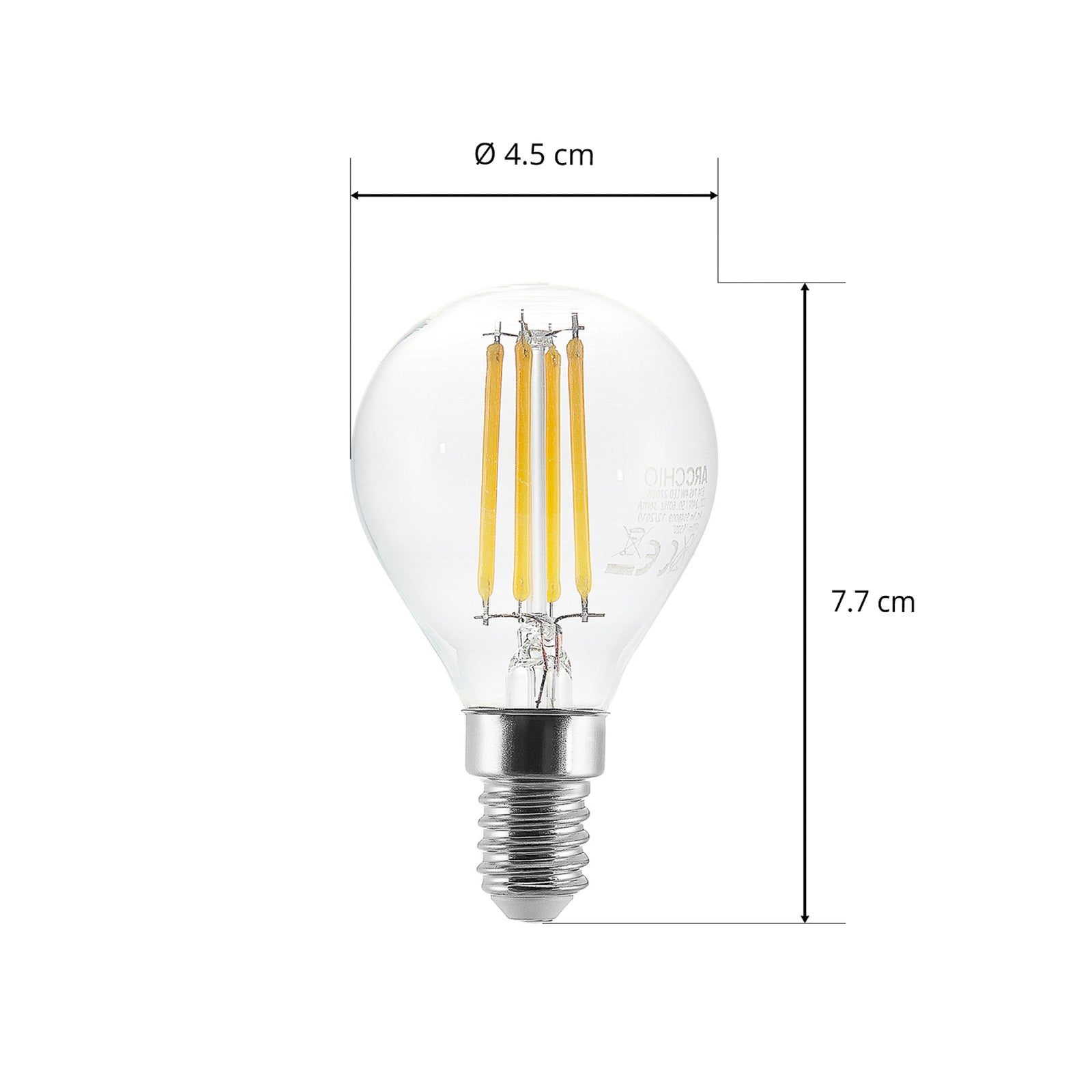 LED filamentpære E14 P45 4W 2700K klar dimbar - Arcchio