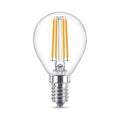 LED filamentpære E14 P45 6,5W 2700K klar dråpeform Philips forfra