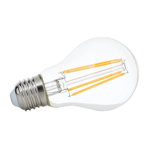LED filamentpære E27 pæreform 10W 2700K dimbar klar - ORION forfra