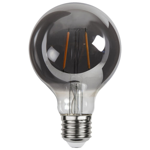 LED filamentpære E27 1,8W G80 røykfarget glass 2100K bakside