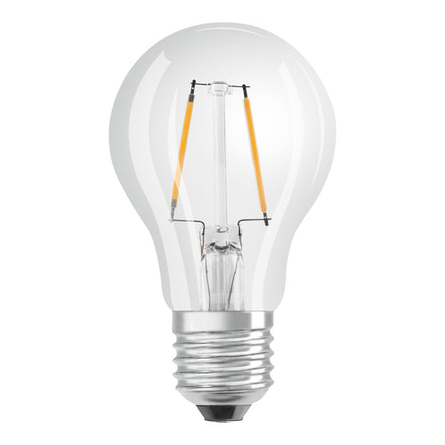 LED filamentpære E27 2,2W pæreform klar dimbar 2700K OSRAM forfra