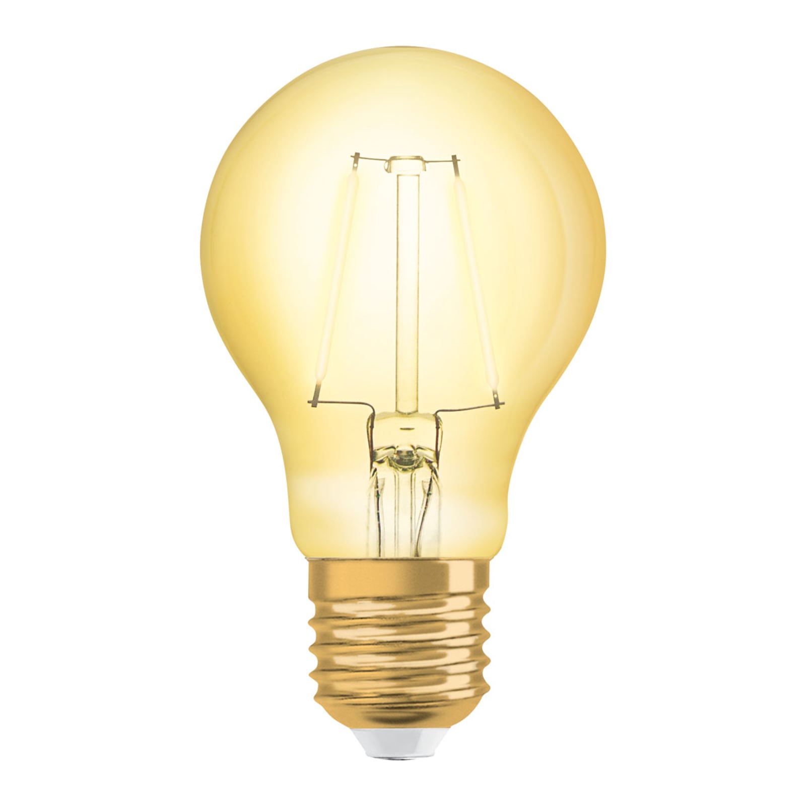 LED filamentpære E27 2,5W 2400K gullfarget vintage OSRAM forfra