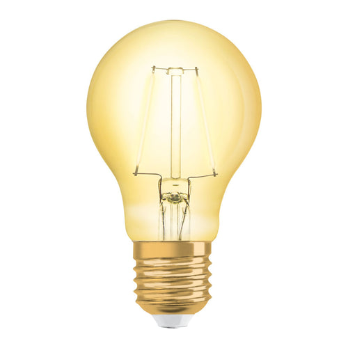 LED filamentpære E27 2,5W 2400K gullfarget vintage OSRAM forfra