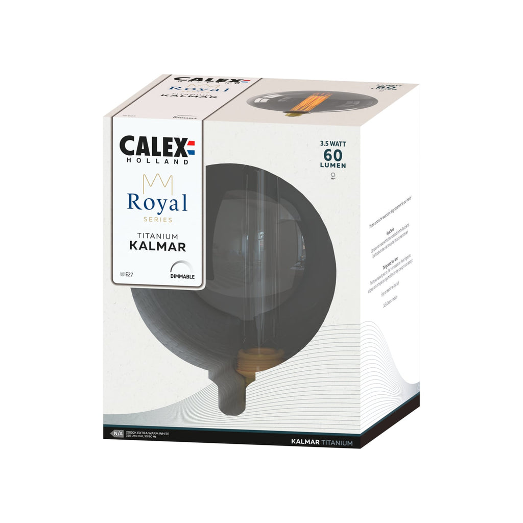 LED filamentpære E27 3,5W 2000K dimbar røykgrå Ø20 cm - Calex nærbilde
