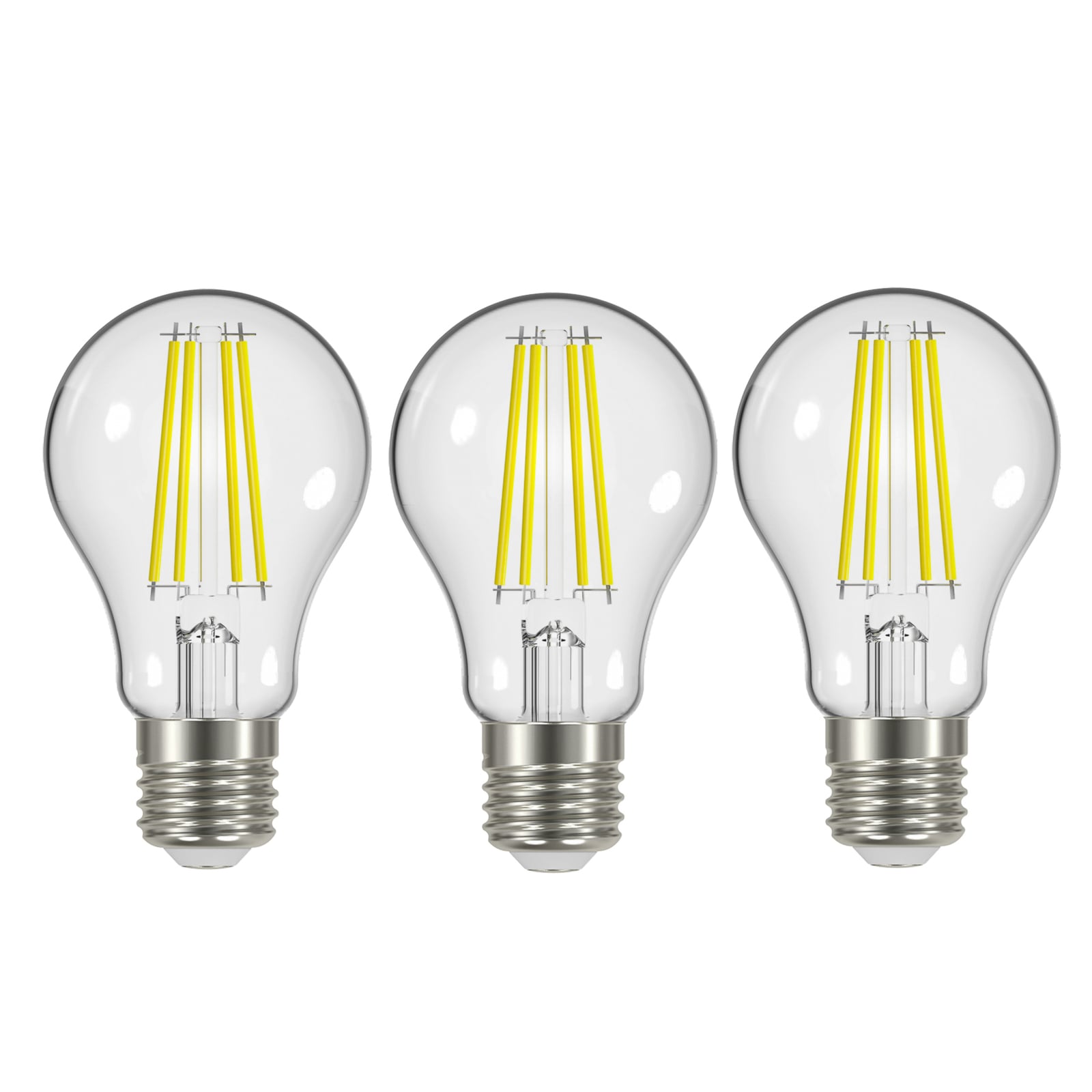 LED filamentpære E27 3,8W 2700K 806 lm klar 3-pack forfra