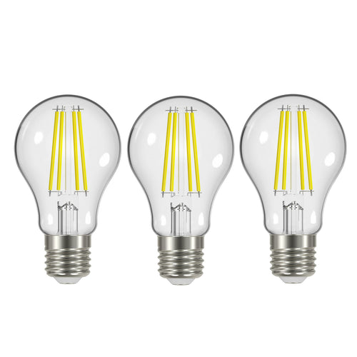 LED filamentpære E27 3,8W 2700K 806 lm klar 3-pack forfra