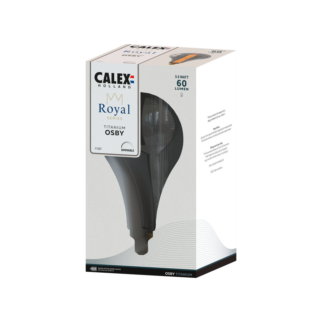 Detalj av LED filamentpære E27 3,5W 2000K dimbar røykgrå Ø16,5 cm - Calex