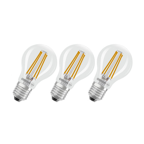 LED filamentpære E27 3,8W 2700K klar 806lm OSRAM forfra