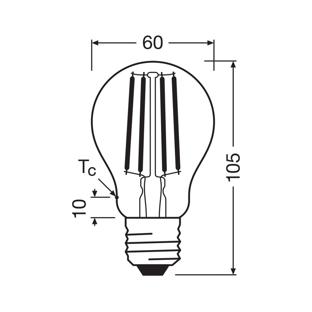 Detalj av LED filamentpære E27 3,8W 2700K klar 806lm OSRAM