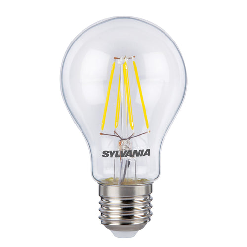 LED filamentpære E27 4,5W 2700K klar pæreform - Sylvania forfra