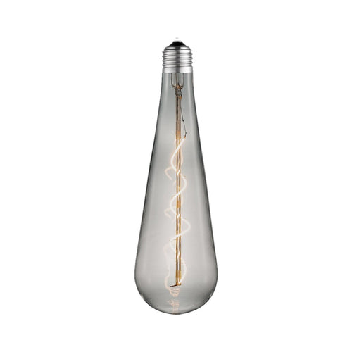 LED filamentpære E27 4W 1800K dimbar røykgrå Ø9 cm - Lucande forfra