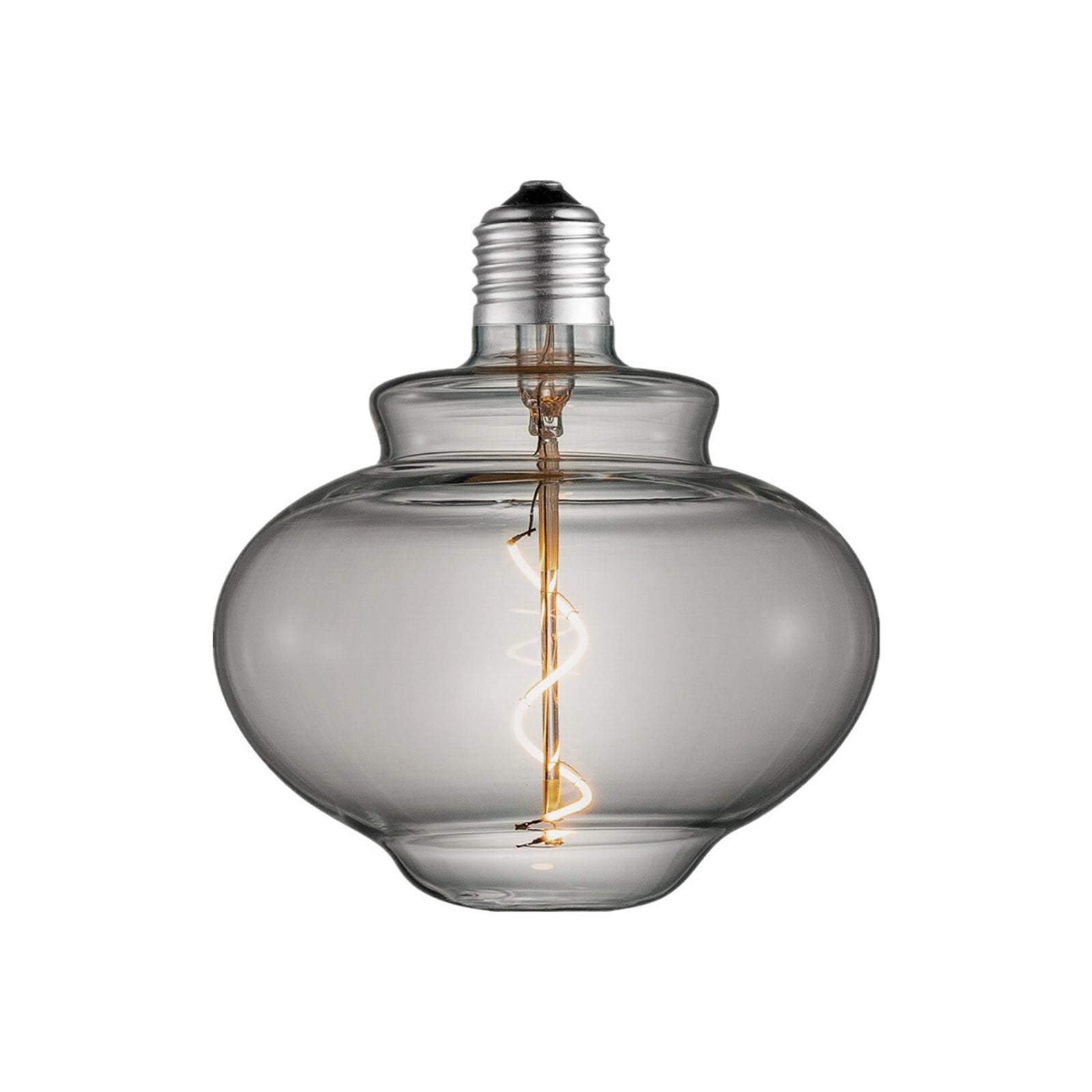 LED filamentpære E27 4W 1800K klokkeform dimbar røykgrå fra forfra