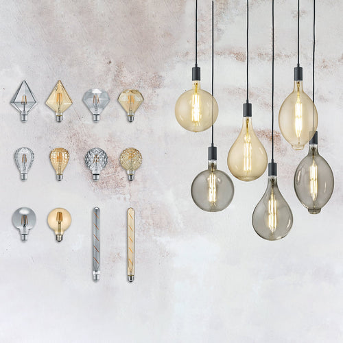 Detalj av LED filamentpære E27 4W 2700K diamantform amber