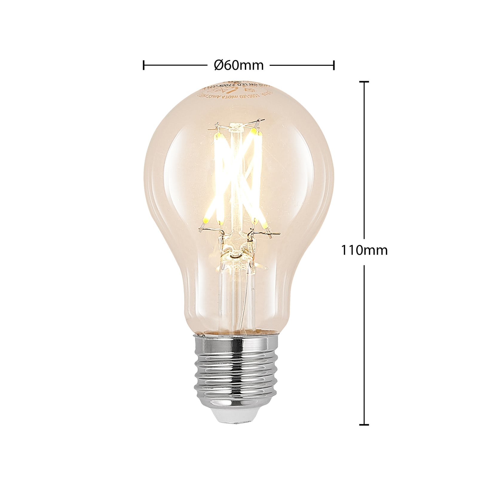 LED filamentpære E27 4W 2700K dimbar klar pæreform Arcchio bakside