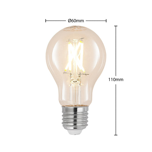 LED filamentpære E27 4W 2700K dimbar klar pæreform Arcchio bakside