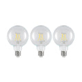LED filamentpære E27 4W 2700K G95 globe dimbar klar 3-pk forfra