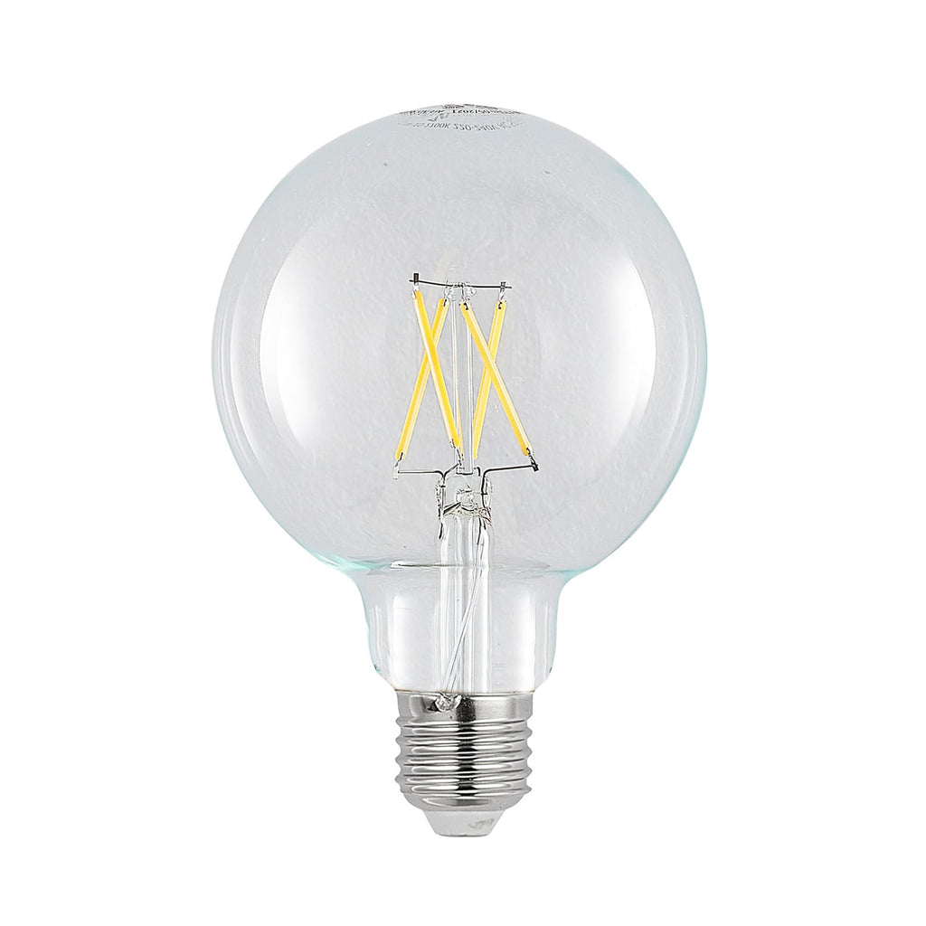 LED filamentpære E27 4W 2700K G95 globe dimbar klar 3-pk bakside