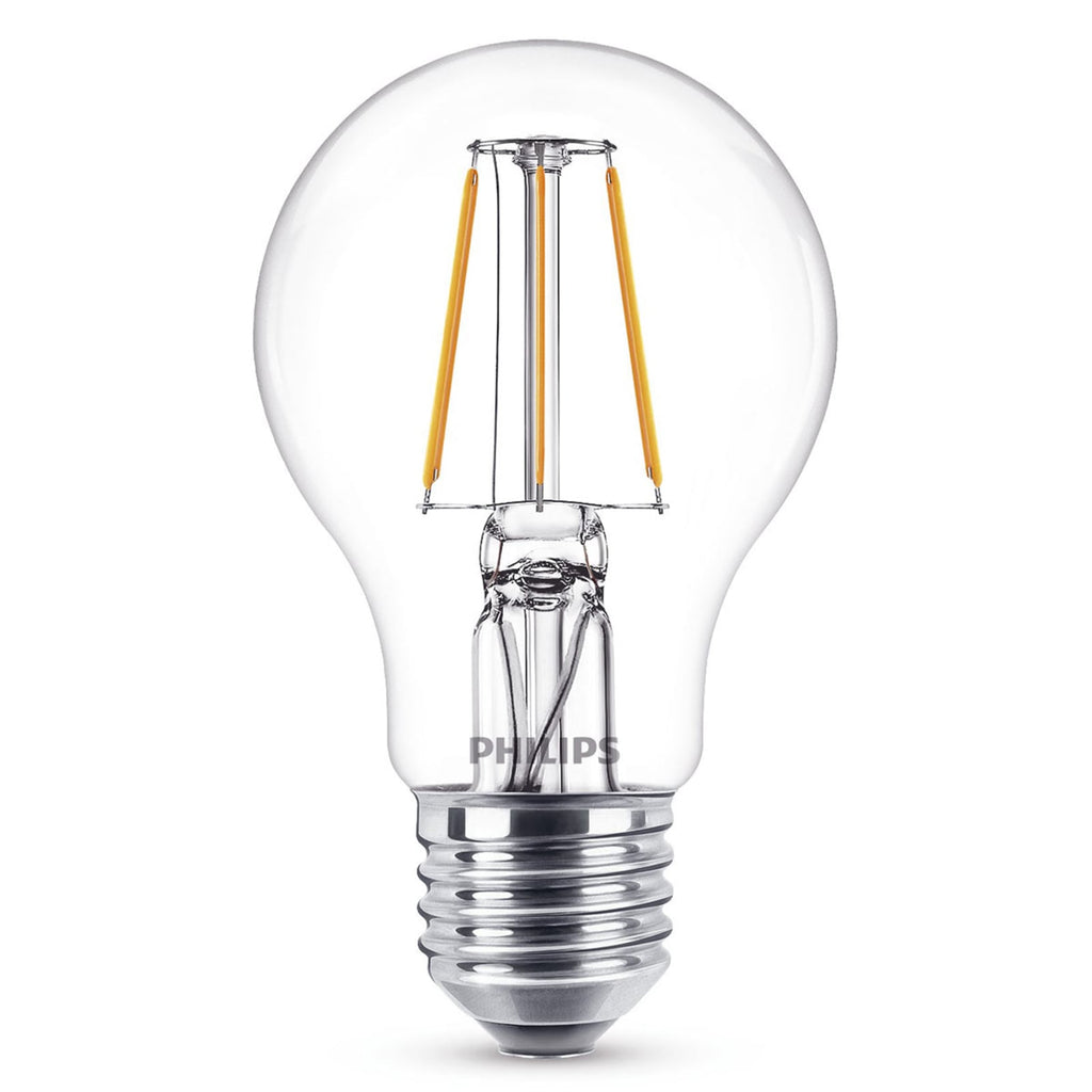 LED filamentpære E27 4W 2700K klar 470lm - Philips forfra