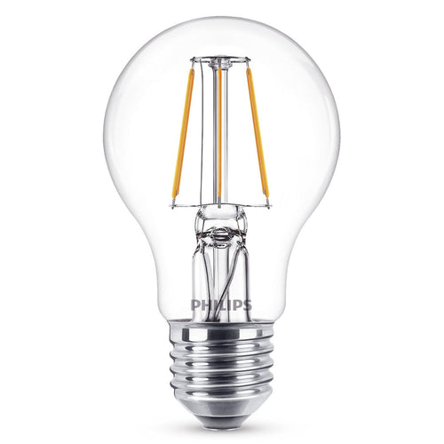 LED filamentpære E27 4W 2700K klar 470lm - Philips forfra