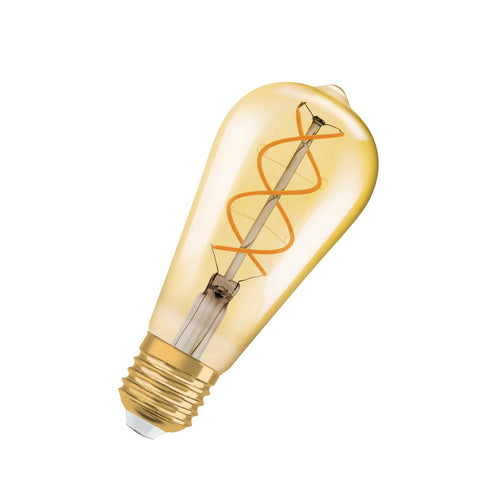 LED filamentpære E27 4W Edison 2000K gull dimbar - OSRAM forfra