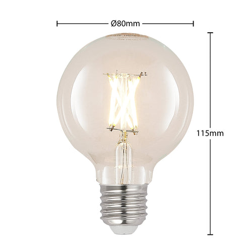 LED filamentpære E27 4W G80 2700K dimbar klar glass - Arcchio bakside