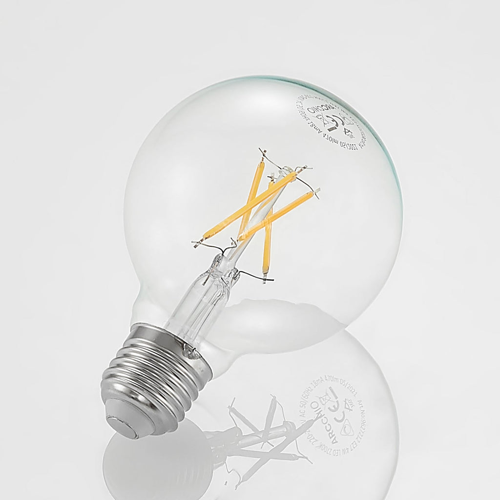 LED filamentpære E27 4W G80 2700K dimbar klar glass - Arcchio detalj av filament
