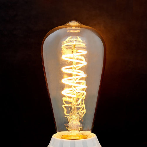 LED filamentpære E27 4W Rustika Curved Line 1800K amber bakside