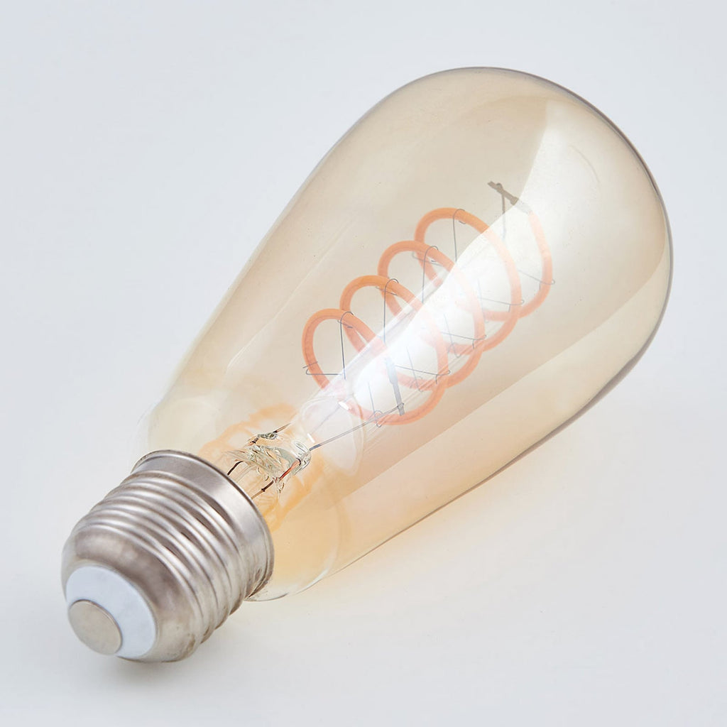 Detaljbilde av LED filamentpære E27 4W Rustika Curved Line 1800K amber