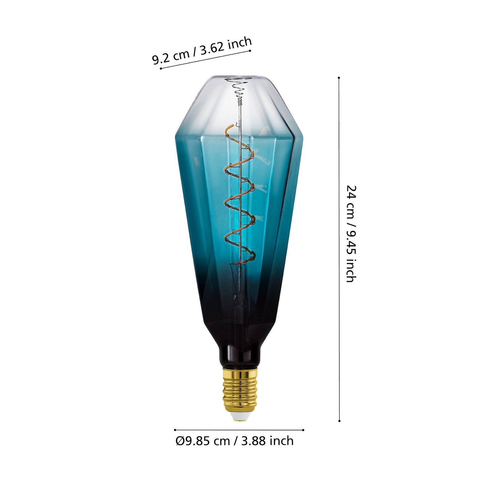 Detalj av LED filamentpære E27 4W T100 2000K blå dimbar fra EGLO