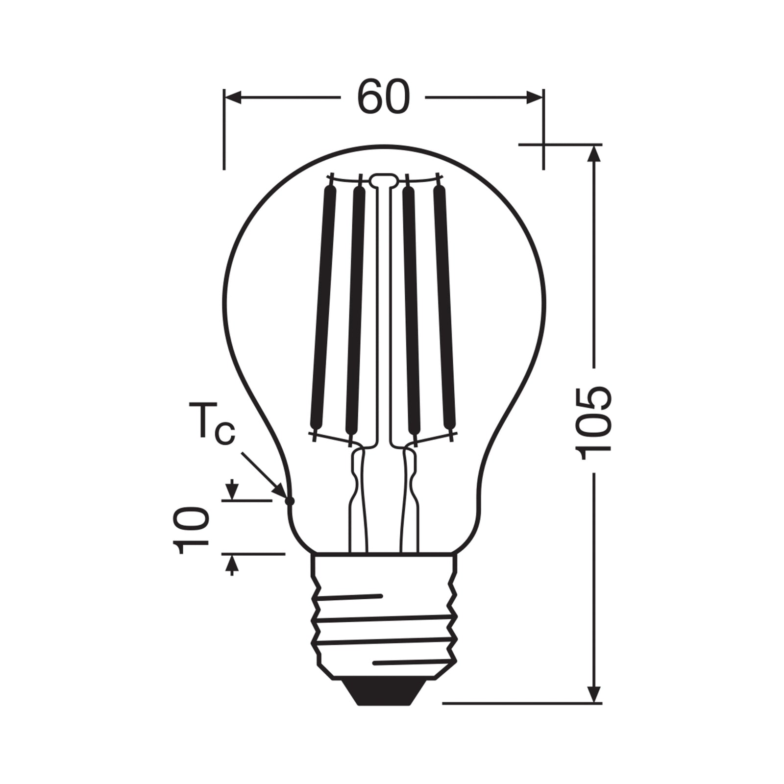 LED filamentpære E27 5W 2700K 1055lm klar 2-pk bakside